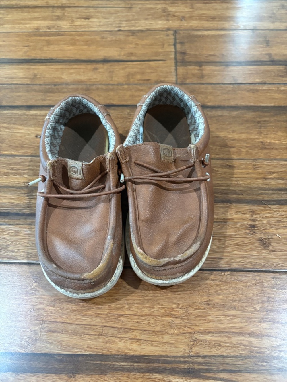 Hey Dude Kids Brown Moccasin Slip-Ons with Elastic Laces